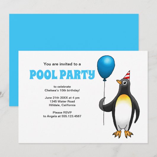 De pinguïn en de blauwe ballon kaart (Voorkant / Achterkant)