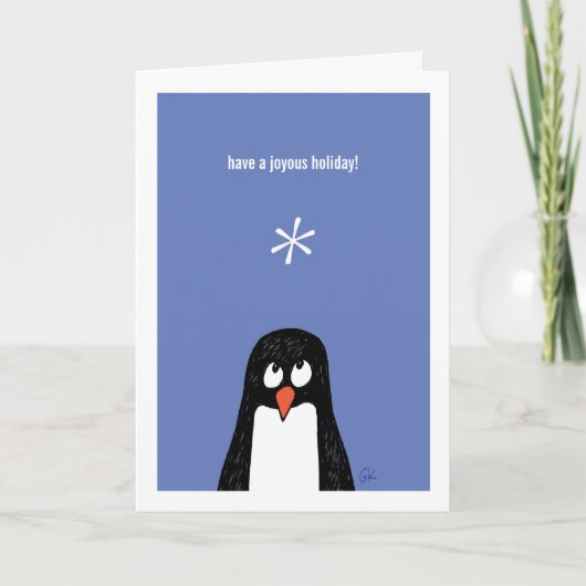 De pinguïn heeft een Joyous Kaart Holiday*! (Voorkant)