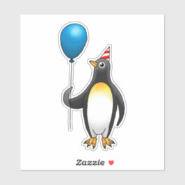 De pinguïn houdt een blauwe ballon vast sticker