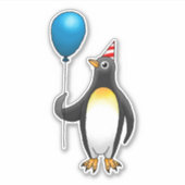 De pinguïn houdt een blauwe ballon vast sticker (Voorkant)