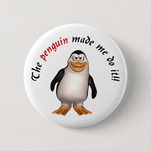 De pinguïn liet me het doen. Knoop Ronde Button 5,7 Cm (Voorkant)