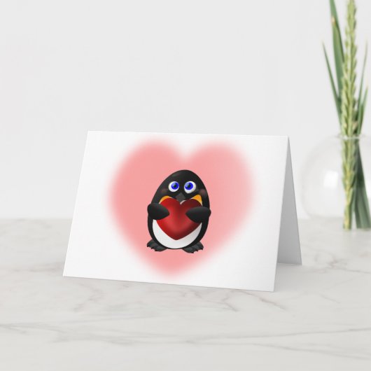 De Pinguïn van de Valentijnsdag met Hart Feestdagen Kaart (Voorkant)