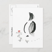 De Pinguïn van Kerstmis, sumi-E Feestdagenkaart (Voorkant / Achterkant)