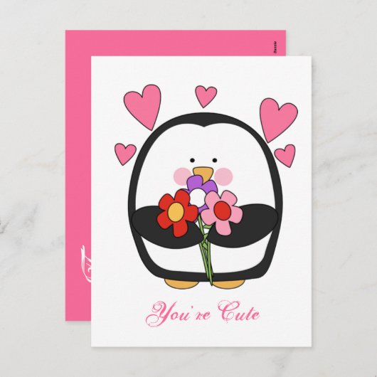 De Pinguïn van Valentijn Feestdagenkaart (Voorkant / Achterkant)