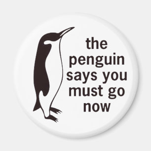 De pinguïn zegt dat je nu moet gaan magneet