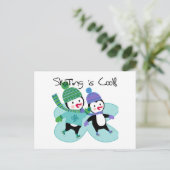 De pinguïnen die is Koel schaatsen Briefkaart (Staand voorkant)