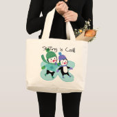 De pinguïnen die is Koel schaatsen Grote Tote Bag (Voorkant (product))