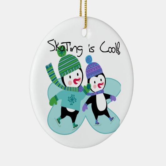 De pinguïnen die is Koel schaatsen Keramisch Ornament (Rechts)