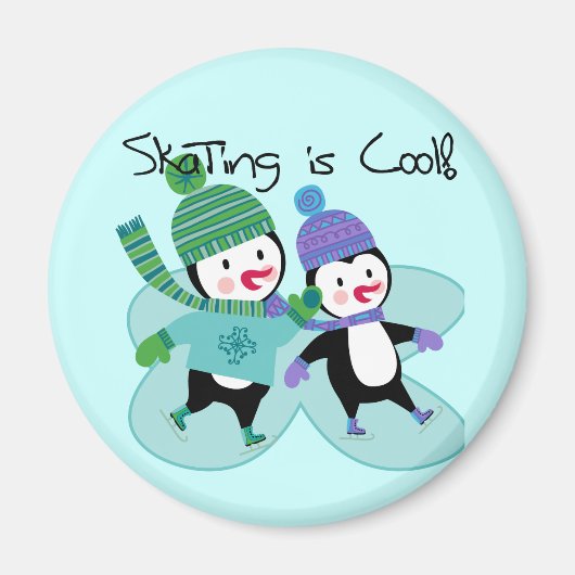 De pinguïnen die is Koel schaatsen Magneet (Voorkant)