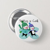 De pinguïnen die is Koel schaatsen Ronde Button 5,7 Cm (Voorkant /achterkant)