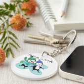 De pinguïnen die is Koel schaatsen Sleutelhanger (Voorkant Rechts)