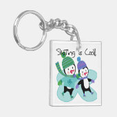 De pinguïnen die is Koel schaatsen Sleutelhanger (Voorkant Links)