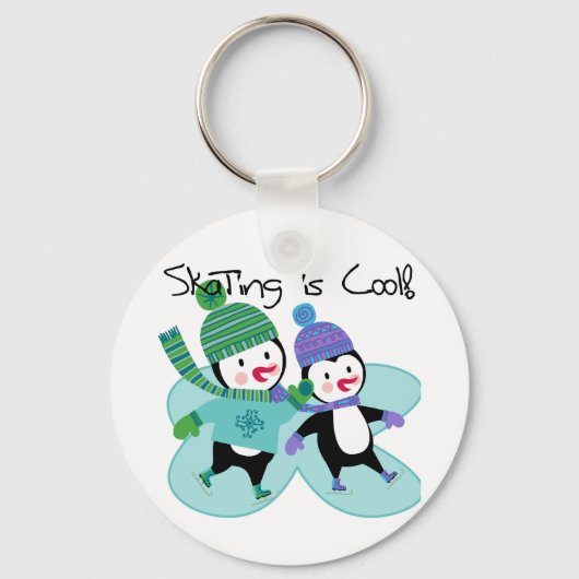 De pinguïnen die is Koel schaatsen Sleutelhanger (Voorkant)