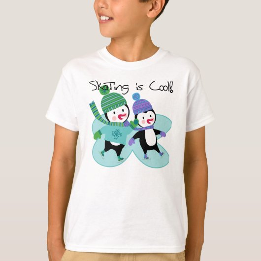 De pinguïnen die is Koel schaatsen T-shirt (Voorkant)