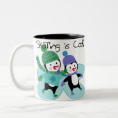 De pinguïnen die is Koel schaatsen Tweekleurige Koffiemok (Links)