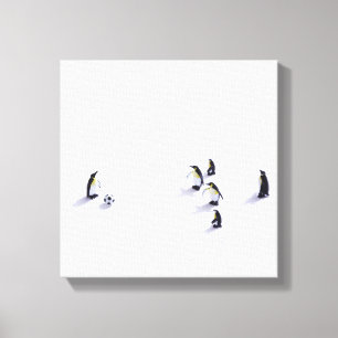 De pinguïns die voetbal spelen canvas afdruk