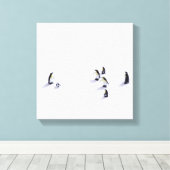 De pinguïns die voetbal spelen canvas afdruk (Insitu (Houten vloer))
