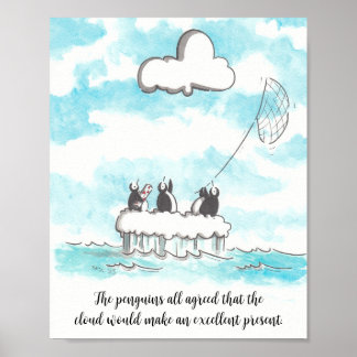 De pinguïns en het Cloud Wall Poster
