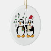 De pinguïns van Caroling in de sneeuw Keramisch Ornament (Rechts)