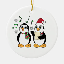 De pinguïns van Caroling in de sneeuw Keramisch Ornament