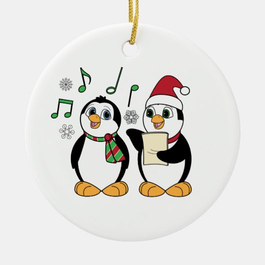 De pinguïns van Caroling in de sneeuw Keramisch Ornament (Voorkant)