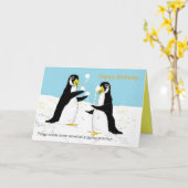 De pinguïnsneeuwbal van Pengy het jongleren met. Kaart (Gele Bloem)