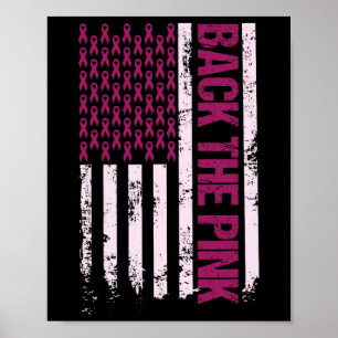 De Pink Ribbon Amerikaanse vlag Borstkanker Aware Poster