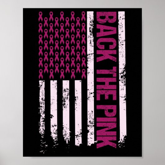 De Pink Ribbon Amerikaanse vlag Borstkanker Aware Poster (Voorkant)