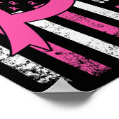 De Pink Ribbon Amerikaanse vlag Borstkanker Aware Poster (Hoek)