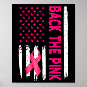 De Pink Ribbon Amerikaanse vlag Borstkanker Aware Poster