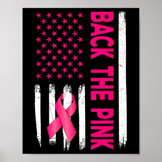 De Pink Ribbon Amerikaanse vlag Borstkanker Aware Poster (Voorkant)