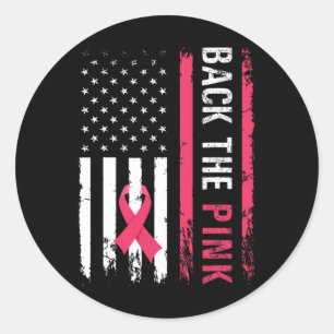 De Pink Ribbon Amerikaanse vlag Borstkanker Aware Ronde Sticker