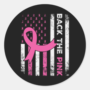 De Pink Ribbon Amerikaanse vlag Borstkanker Aware Ronde Sticker