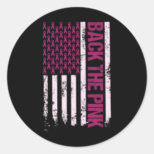 De Pink Ribbon Amerikaanse vlag Borstkanker Aware Ronde Sticker
