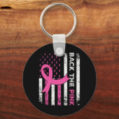 De Pink Ribbon Amerikaanse vlag Borstkanker Aware Sleutelhanger (Voorkant)