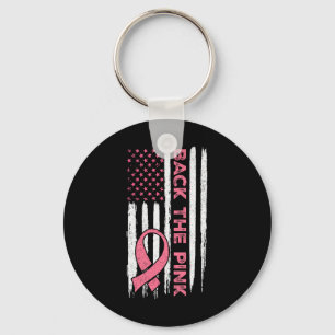 De Pink Ribbon Amerikaanse vlag Borstkanker Aware Sleutelhanger