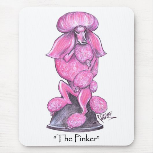 De Pinker Breast Cancer Poodle Mousepad Muismat (Voorkant)