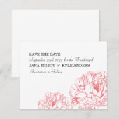De pioen bewaart de Datum Save The Date (Voorkant / Achterkant)