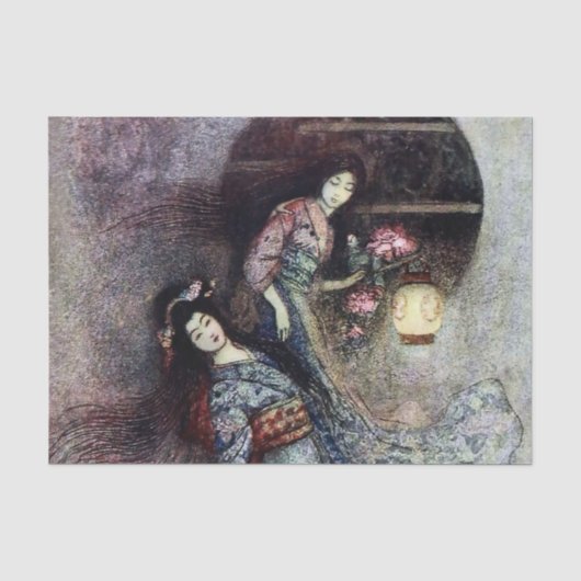 “De Pioenlantaarn” door Warwick Goble Tissuepapier (Voorkant)