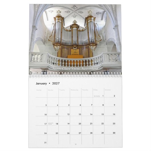 De Pipeorgel 2027 Kalender (Jan 2027)
