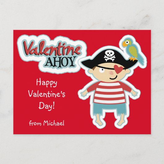 De Piraat Ahoy van Valentijn Feestdagenkaart (Voorkant)