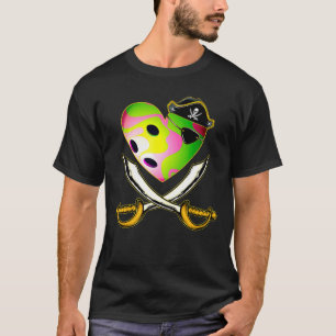 De piraat Bowling Heart met schedelPet de T-shirt