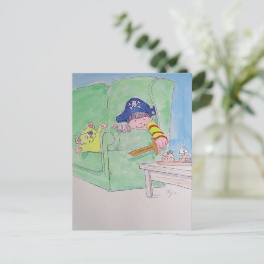 De piraat. briefkaart (Staand voorkant)