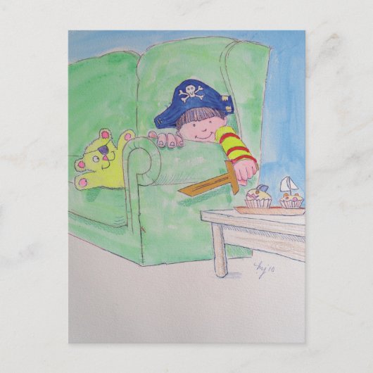 De piraat. briefkaart (Voorkant)