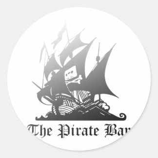 De piraatbaai grijs naar zwart ronde sticker