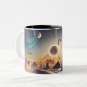 De piramide tweekleurige koffiemok (Voorkant links)