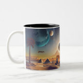 De piramide tweekleurige koffiemok (Links)