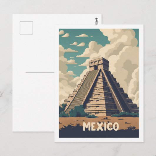 De Piramide van Mexico  Beroemde Reisplaats Briefkaart (Voorkant / Achterkant)