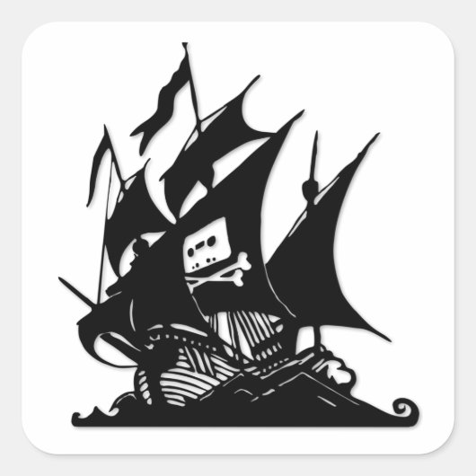 De Pirate Bay-Logo verscheept Vierkante Sticker (Voorkant)