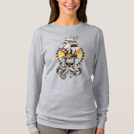 De Pirate of Seaborne (BLK) | Dames lange mouw T-shirt (Voorkant)